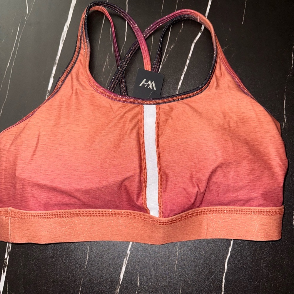 NWT Peloton Women's Shimmer Gradient Sports Bra - Pink and Orange - Picture 3 of 4
